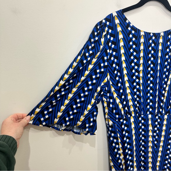 Anthropologie The Odell’s Marjorie Midi Geometric Blue Dress - Picture 5 of 8